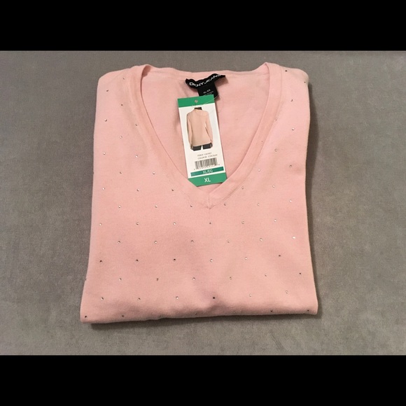 DKNY NWT Crystal Bling V-neck Sweater - Picture 2 of 6